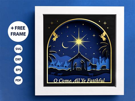 D Nativity Scene Shadow Box Christmas Shadow Box Svg Etsy