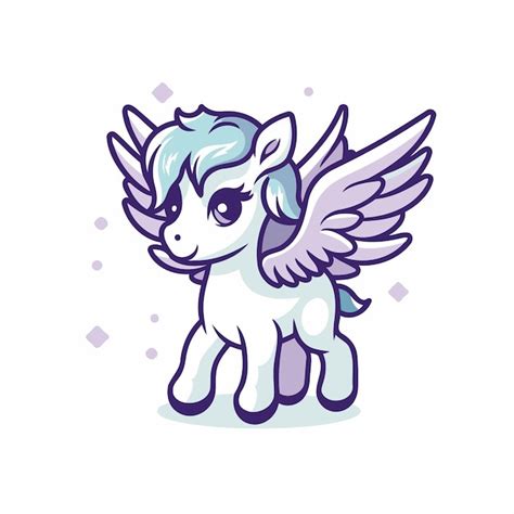 Une jolie licorne de dessin animé avec des ailes Illustration