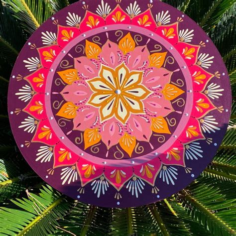 Mandala Relevos no mdf Pintada a Mão 35cm Elo7