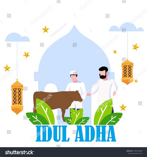 Background Eid Aladha Illustrations Two Muslim Stock Illustration