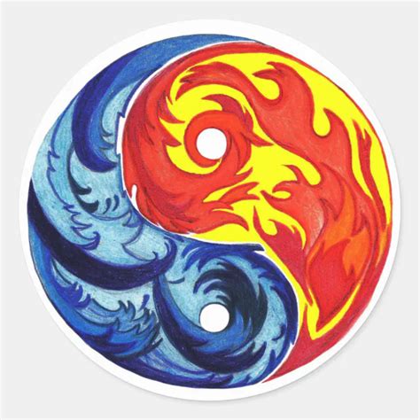 Fire And Ice Yin Yang Classic Round Sticker Zazzle