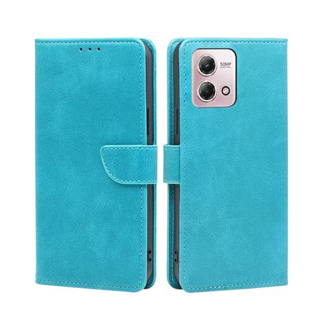 For Motorola Moto G Stylus 2023 4g Calf Texture Buckle Flip Leather Phone Case Light Blue