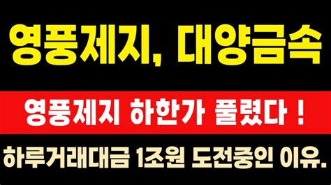 영풍제지 대양금속 영풍제지주가전망영풍제지주가영풍제지전망 영풍제지목표가 대양금속주가전망 대양금속주가 대양금속전망