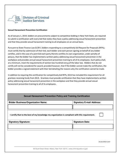 New York Sexual Harassment Prevention Certification Fill Out Sign Online And Download Pdf