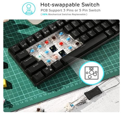 Rk Royal Kludge Rk Wireless Hot Swappable Mechanical Keyboard Keys Compact Bt