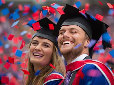 Premium Photo Man And Woman In Graduation Caps And Gowns