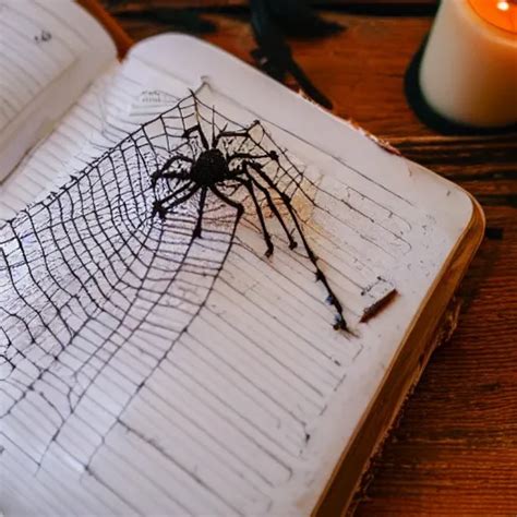 Very Old And Dusty Diary Book Covered With Spider Stable Diffusion