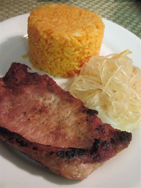 Filipino Food Java Rice Fried Pork Chop And Atsara Food Fried Pork Chops Asian Recipes