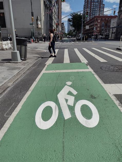 Bike Lane Closed Nyc Usa Editorial Image Image Of Green