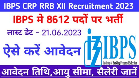 IBPS CRP RRB XII Recruitment 2023 Apply Online For 8612 Officer Scale