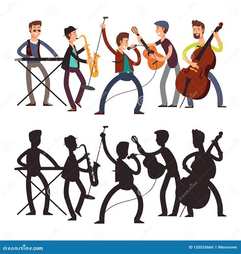 Male Pop Music Band Playing Music Vector Illustration Of Cartoon