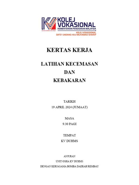 Kertas Kerja Latihan Kebakaran Fire Drill Pdf