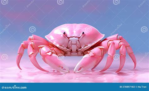 Pink Crab On A Blue Background Stock Illustration Illustration Of