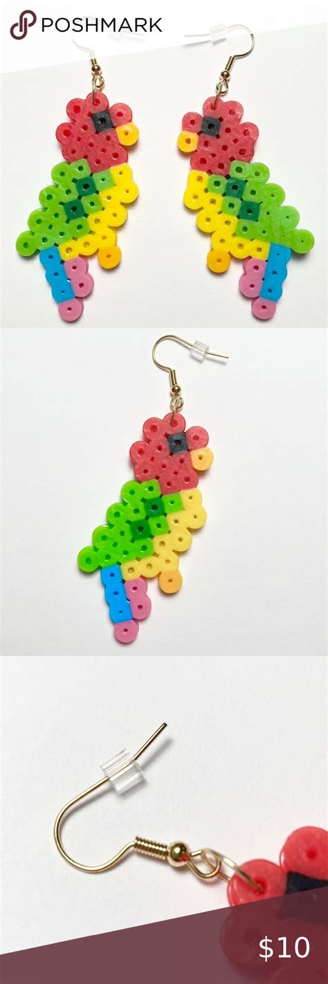 Perler Bead Handmade Parrot Earrings New Melty Beads Handmade Gold Plus Fashion Fashion