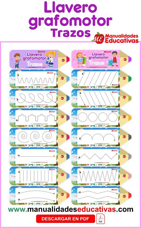 Llavero Grafomotor Trazos GRATIS Preescolar Material Didactico