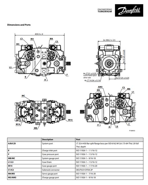 Sauer Danfoss H1 Series H1T 045 053 060 068 Axial Piston Tandem Pumps