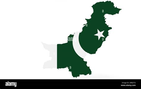 Mapa de Pakistán con textura de bandera sobre fondo blanco ilustración