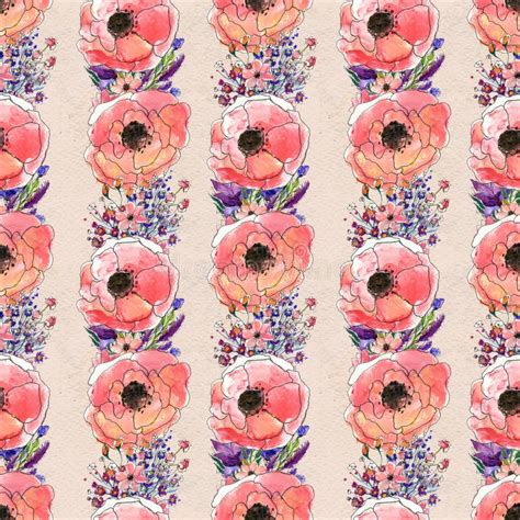 Red Flowers Watercolor Pattern Stock Illustrations 43 082 Red Flowers