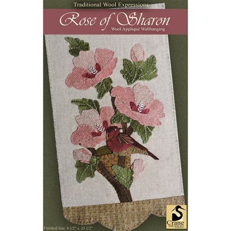 Crane Design ~ Rose Of Sharon Wool Applique Pattern Hobby House Needleworks