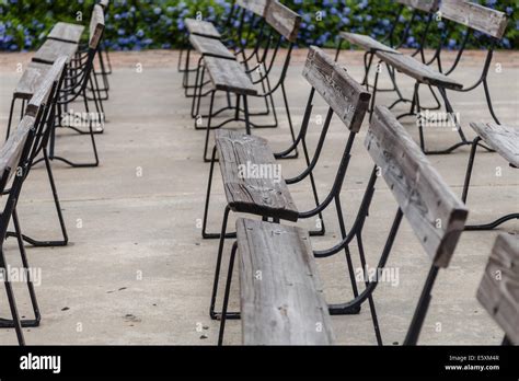 Wooden Park Benches Stock Photo - Alamy