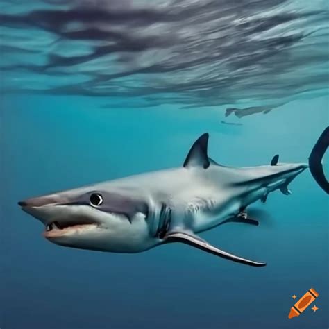 Powerful Mako Shark Swimming Gracefully In Azure Oceans On Craiyon