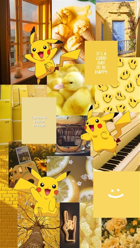 the collage has many different pictures and words on it, as well as images of pikachu