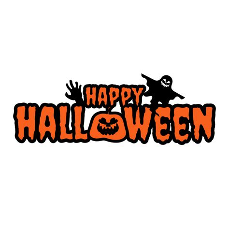 Happy Halloween Lettering With Pumpkin And Ghost Clipart Png