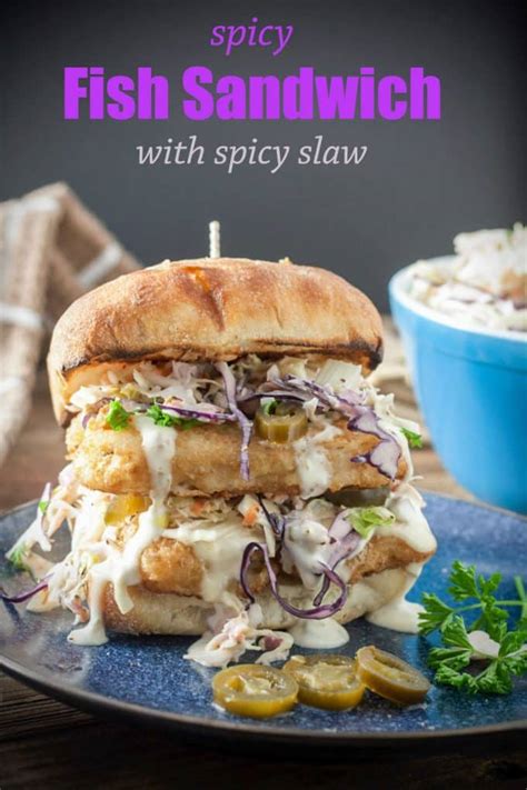 Spicy Fish Sandwich And Jalapeno Cole Slaw Binkys Culinary Carnival