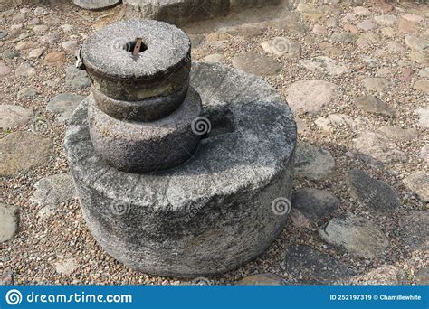 Old Stone Mill. Millstones for Grinding Wheat or Other Grains, Grinding Stones Stock Image ...