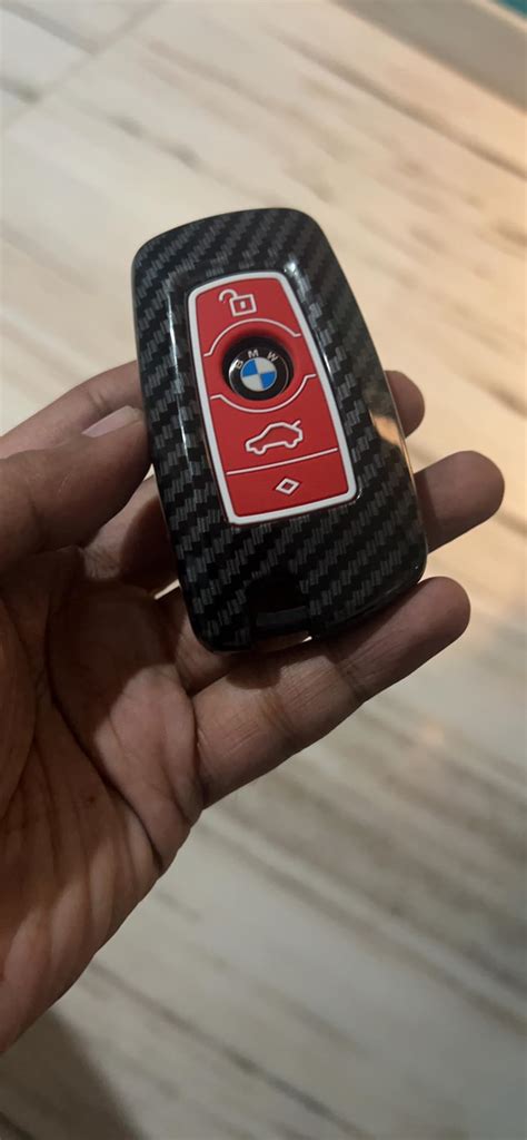 Jvcv® Hard Case Key Cover Compatible With Bmw Smart Key Carbon Red