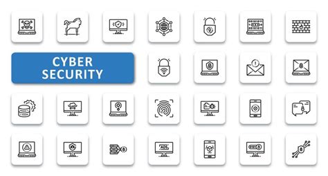 Premium Vector Cyber Security Icon Set Vector Illustration Thin Line