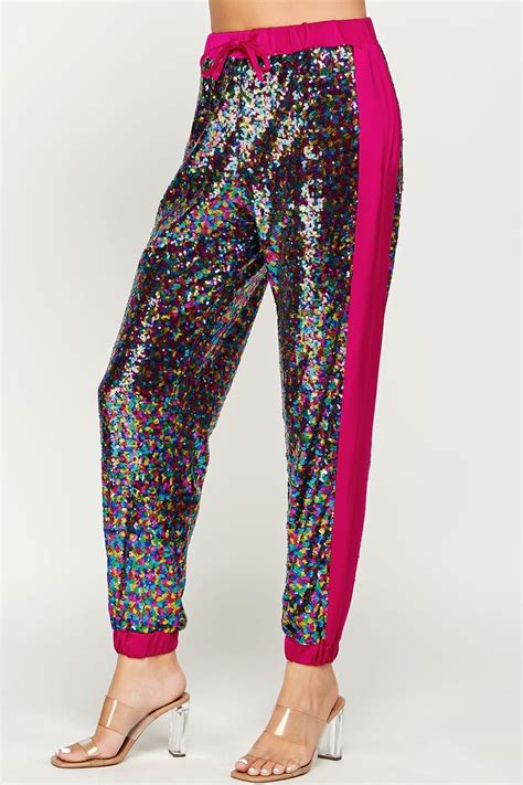 Designer Joggers With Sequins Womens Sequin Joggers Kyle X Shahida Kyle X Shahida