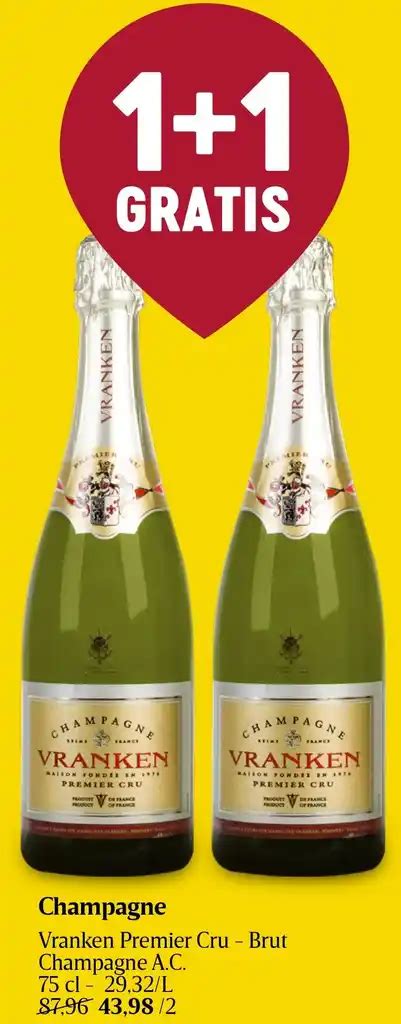 Vranken Premier Cru Brut Champagne Ac 75cl Promotie Bij Delhaize