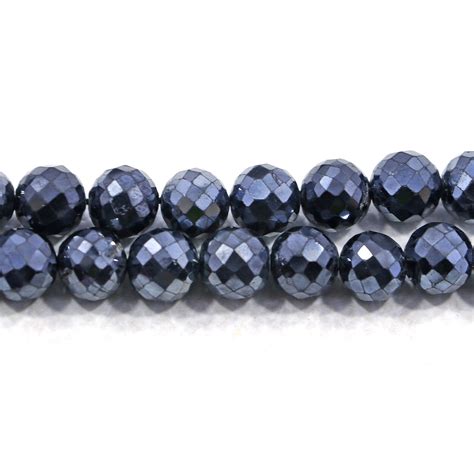 44 Pieces Hematite Gemstone Faceted Beads Round Shape Beads Etsy