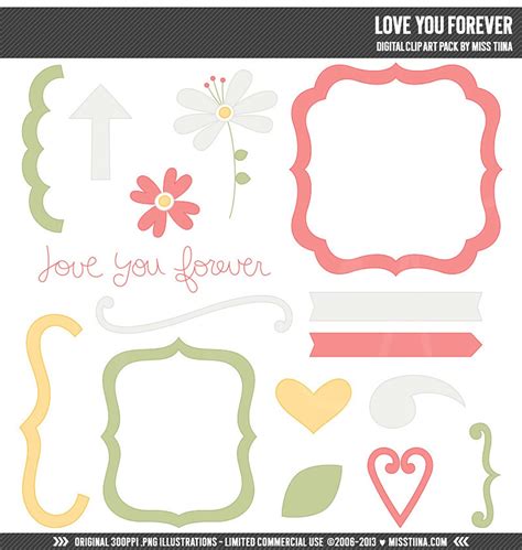 Love You Forever Digital Clipart Clip Art Illustrations Instant ...