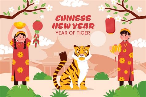 Free Vector Flat Chinese New Year Background