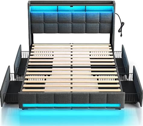 Amazon Rolanstar Queen Size Bed Frame With Led Lights And Charging