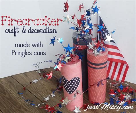 Diy Patriotic Firecracker Craft Decoration Made From Pringles Cans