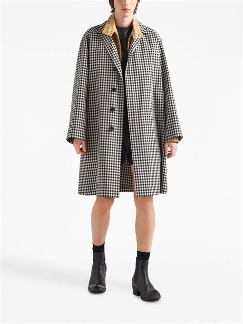 Prada Gingham Check Cotton Coat White Farfetch