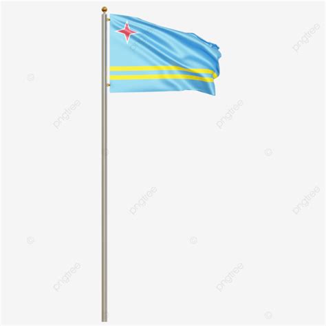 Aruba Flag Waving With Pole Aruba Flag With Pole Aruba Flag Waving