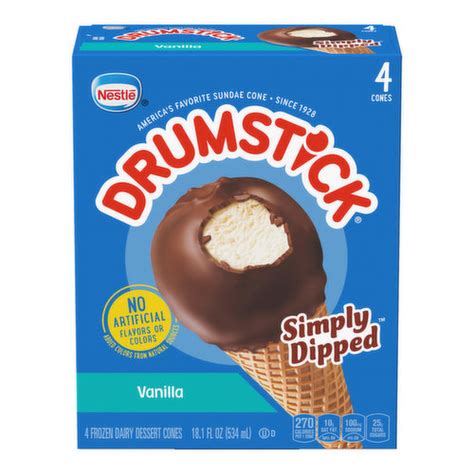 Drumstick Frozen Dairy Dessert Cones Vanilla 4 Pack