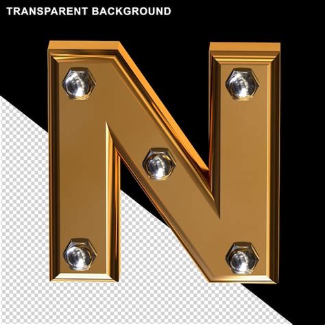 Premium Psd Gold With Bolts Letter N