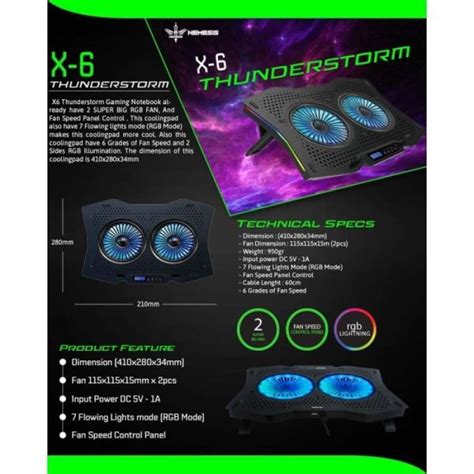 Jual Coolingpad Laptop Gaming Nyk Nemesis 2 Fan Rgb With Controller X6