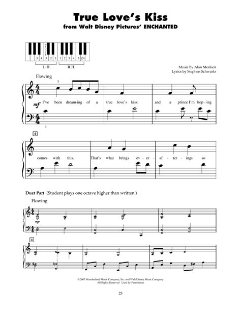 True Love S Kiss From Enchanted Sheet Music Amy Adams Finger Piano