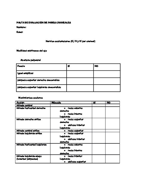 Download PDF Pauta De Evaluación De Pares Craneales Imprimir