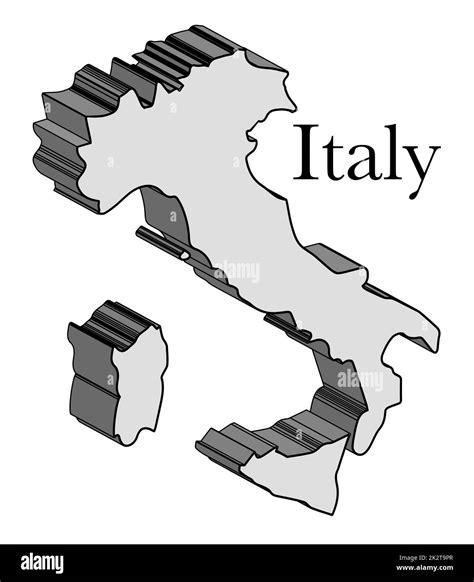 Italy 3D Silhouette Map Stock Photo - Alamy