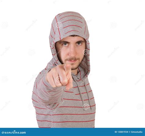 Young Man Pointing Finger At You Stock Photo Image Of Modern Signal