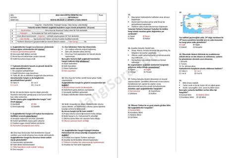 6 Sınıf Sosyal Bilgiler Dersi 1 Dönem 2 Yazılı Soruları 2023 Cevaplı