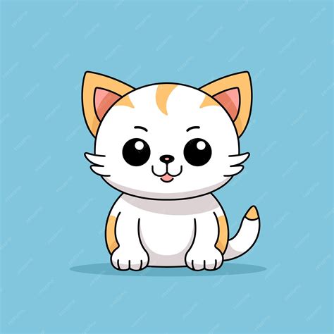 Premium Vector A Cute White Cat Is Sitting