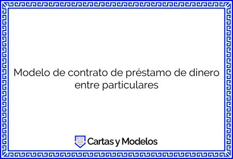 Modelo De Contrato De Pr Stamo De Dinero Entre Particulares Descargar